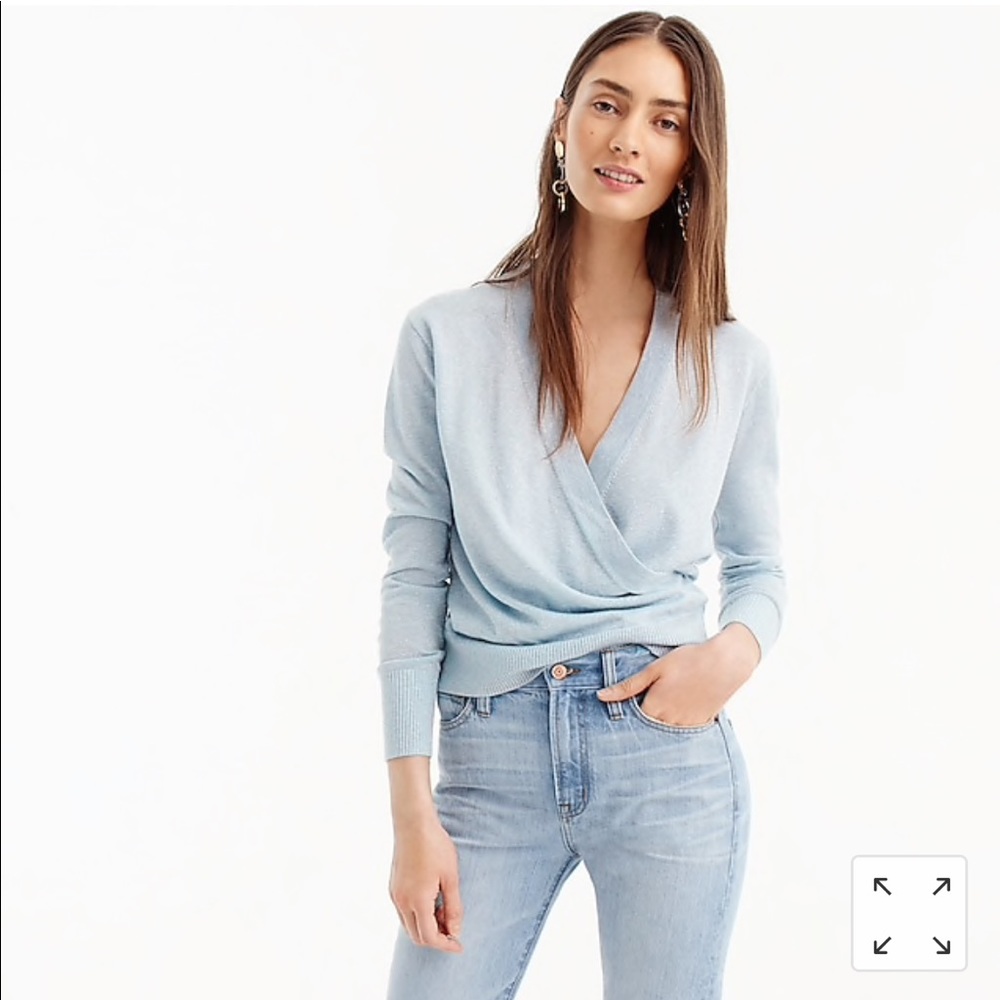 JCrew wrap sweater in navy shimmer (XS)